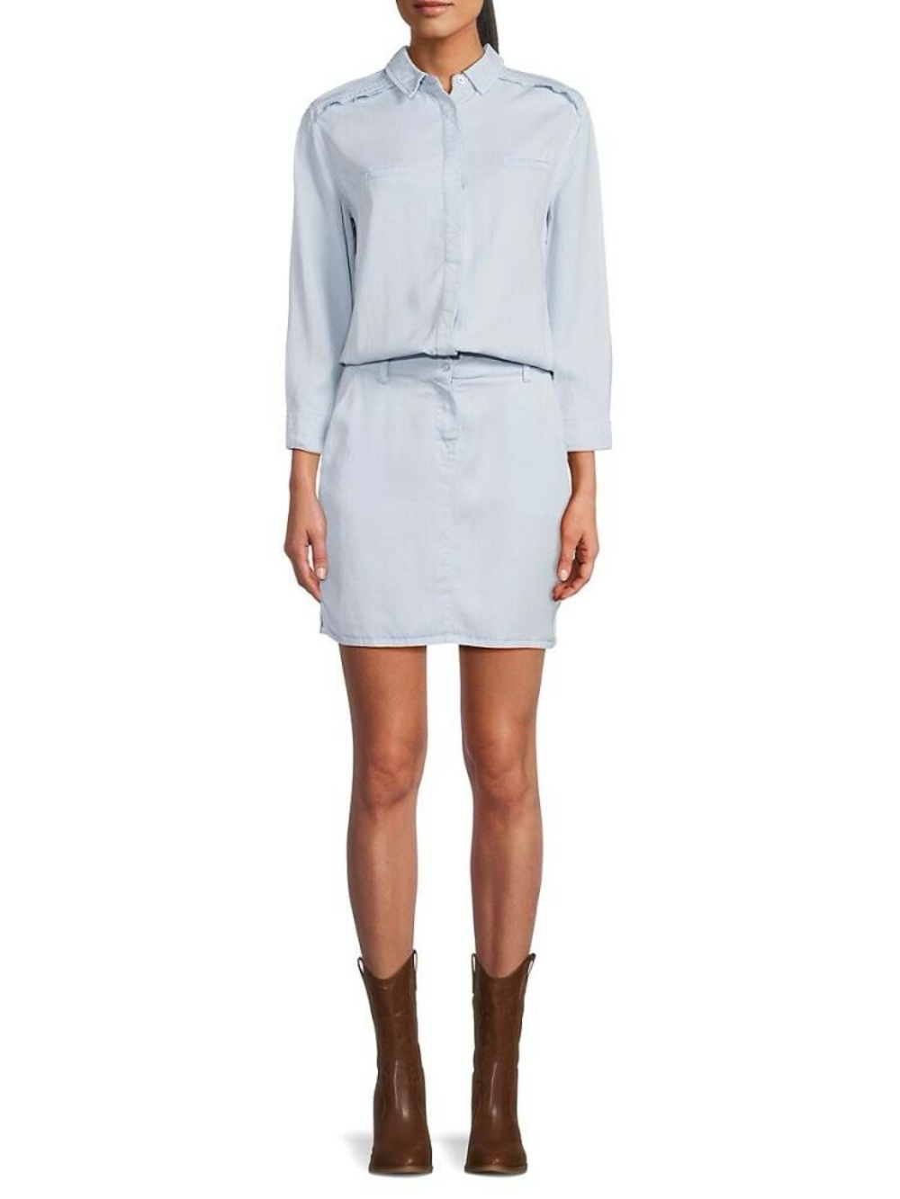 NWT Etienne Marcel Tencel Shirt Dress Long Sleeve Chambray Sz XS